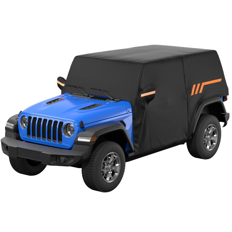 جوي توتوس غطاء كابينة JOYTUTUS متوافق مع Wrangler JK JL 2 Doors 2007-2025 | غطاء سيارة مقاوم للماء ومقاوم للرياح في جميع الأحوال الجوية مع إمكانية الوصول بسحاب | حماية من الأشعة فوق البنفسجية ونسيج مقاوم للخدش | تتضمن حقيبة تخزين - Image 1